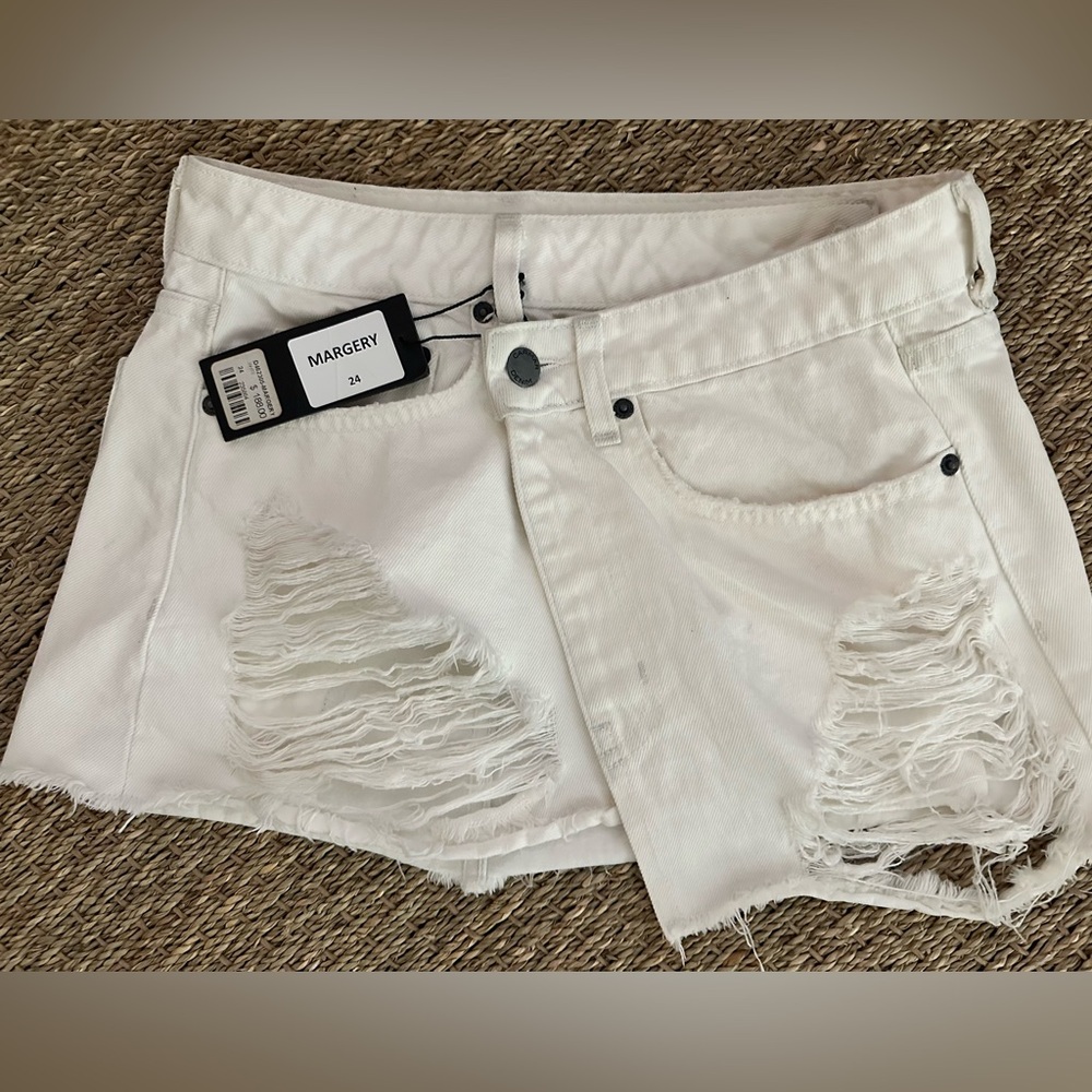 White Distressed Women's Mini Skirt